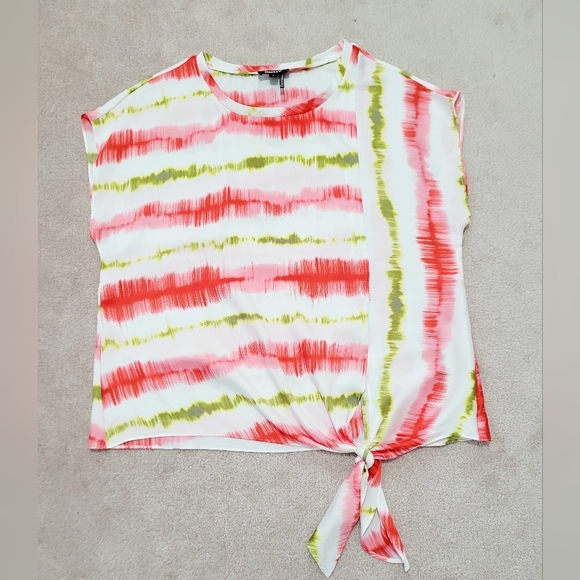 DKNY Women's Multi Colors Sleeveless Top Blouse Size Medium Tie Waist - Picture 6 of 10